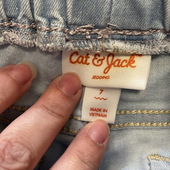 CAT & JACK UGC Girls Size 7 Light Blue Jean Leggings Pull on elastic waist 👖 - Picture 5 of 10